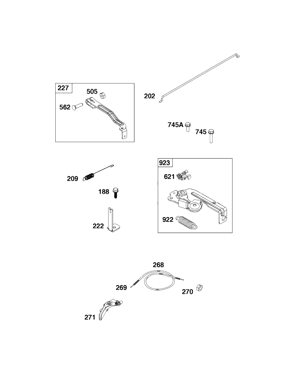 Controls Group Diagram and Parts List for 9P602-0120-H1  Briggs and Stratton Engine